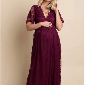 Beautiful maternity lace dress. Wine color